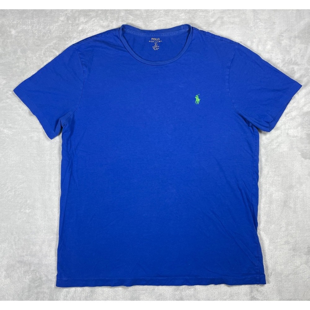 Polo Ralph Lauren T Shirt Men L Blue Custom Fit Pony Logo Cotton Short Sleeve
